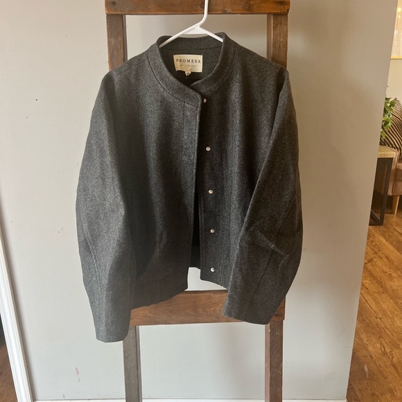 Oversized Bomber Jacket Grey - Picture 2 of 4